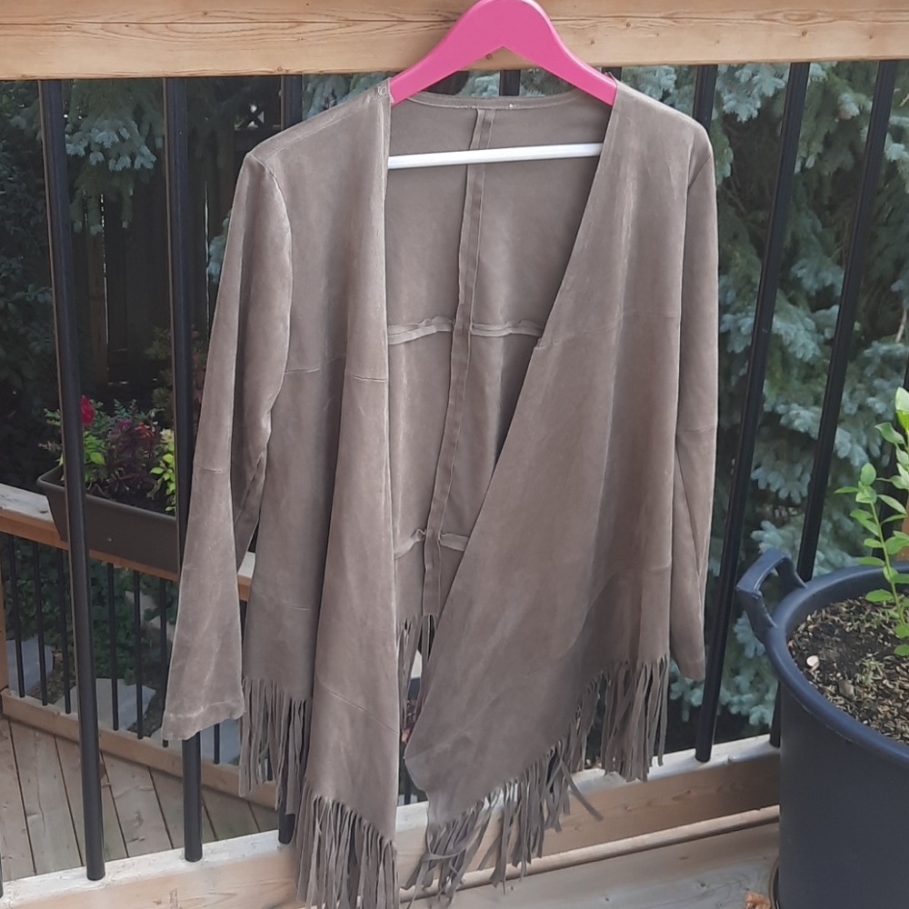 Fringed open cardigan